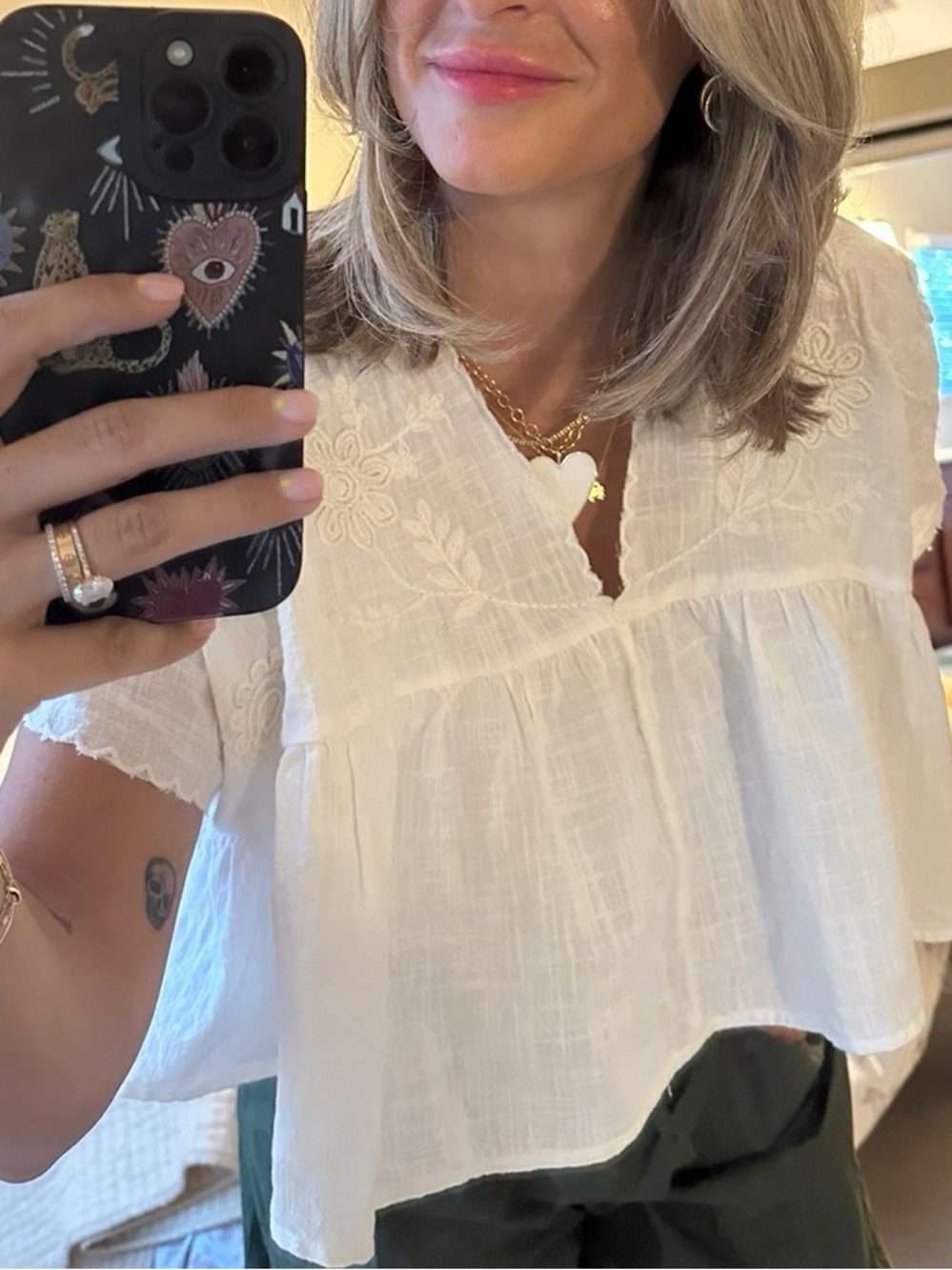 Women’s White Embroidered Peasant Top